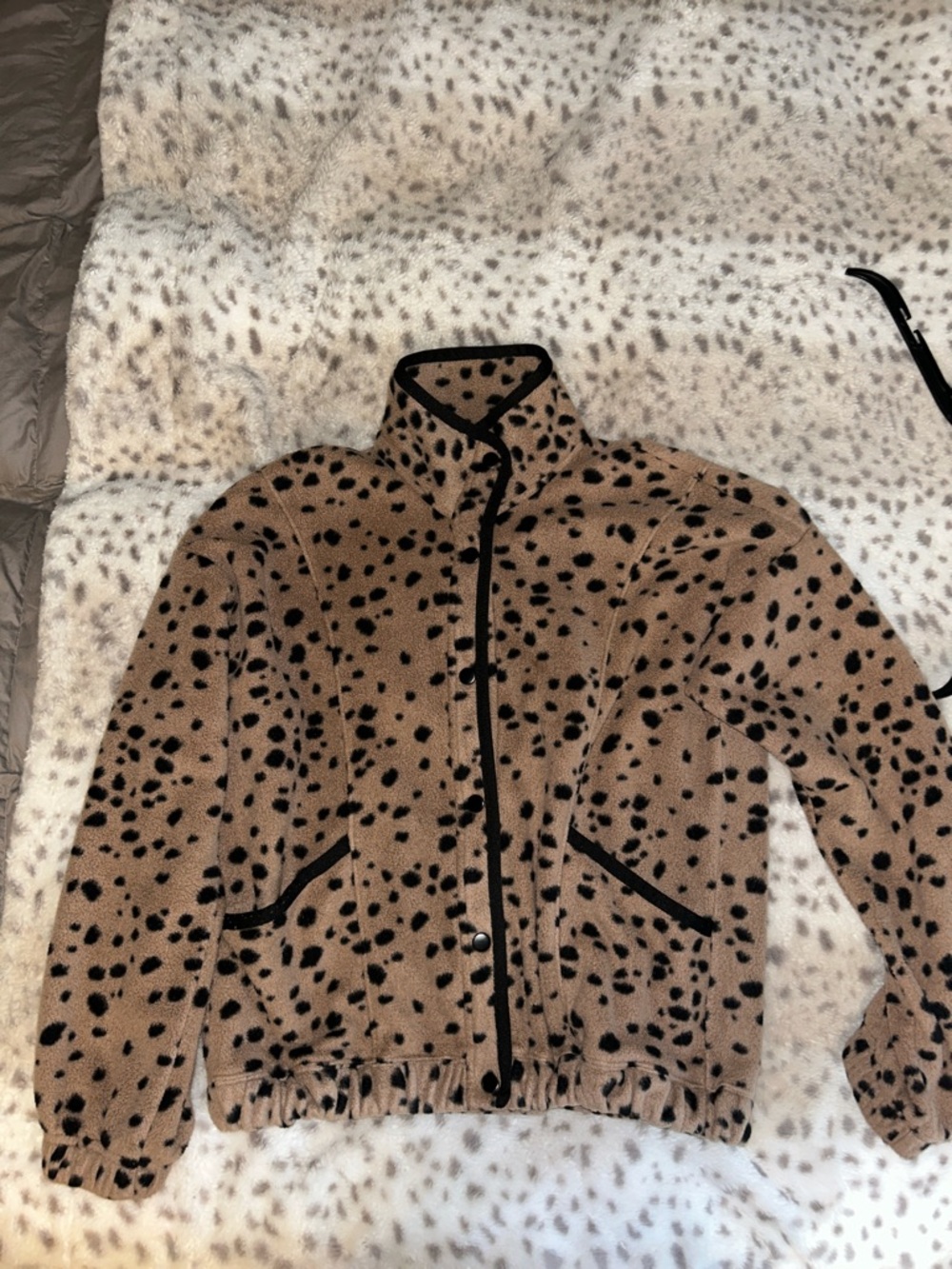Women's Tan and Black Spot Fleece Jacket